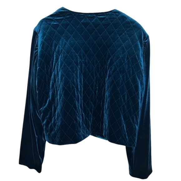 NEW Susan Graver Quilted Velour Green Short Blazer Womens XL Holiday Cocktail - Picture 2 of 15